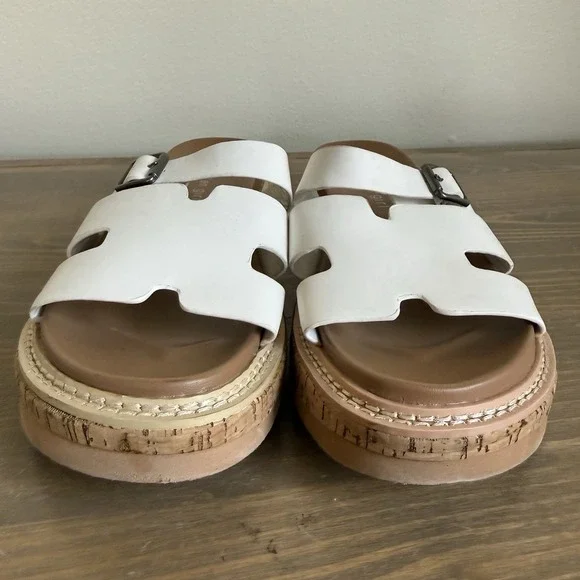 Madden Girl Womens‎ 8M White Favor Slip On Slides Sandals Comfort Shoes Summer - Picture 4 of 9